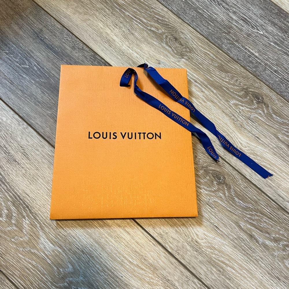 Louis Vuitton Orange Gift Box with Blue Ribbon
